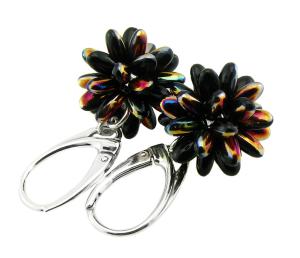 ARSYLION czarne opalizujące kolczyki jeżykowe kule jet sliperit 136 