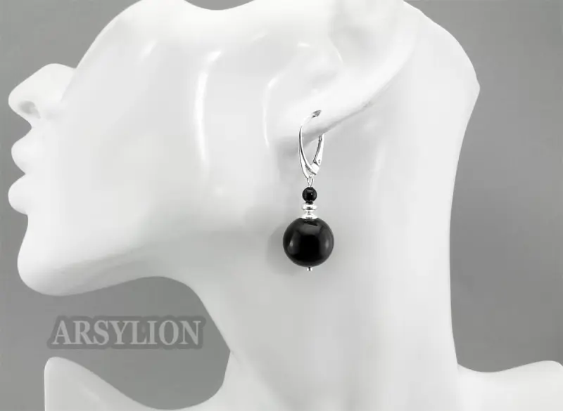kolczyki mystic black 1,4cm perły