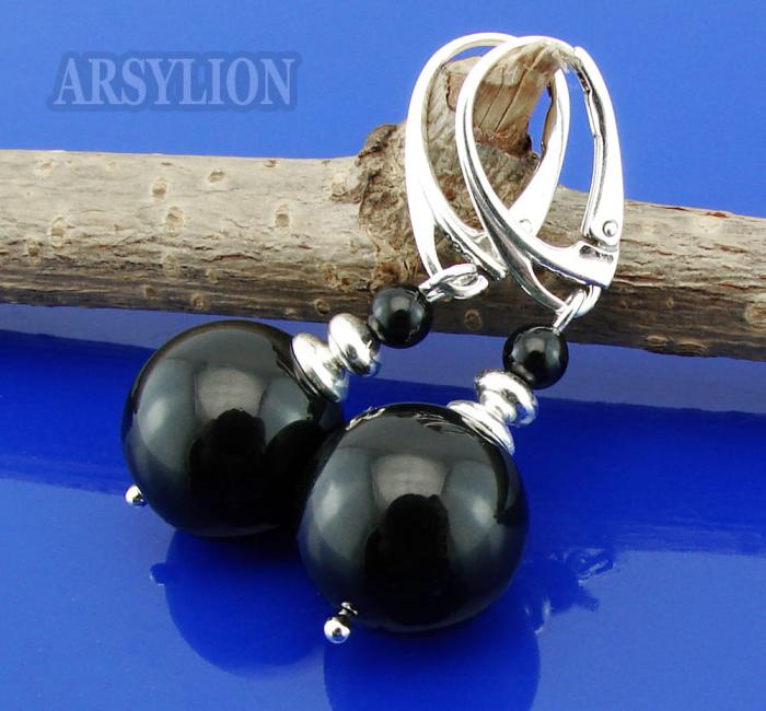 kolczyki mystic black 1,4cm perły