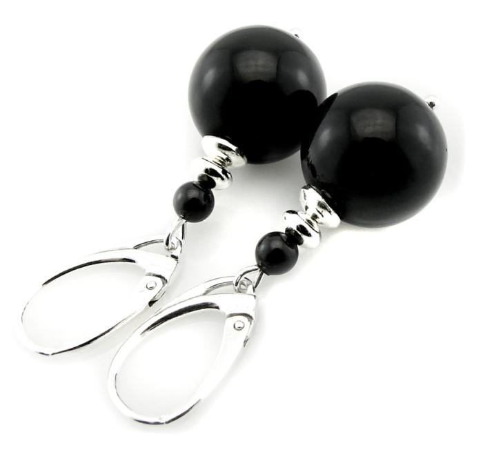 kolczyki mystic black 1,4cm perły