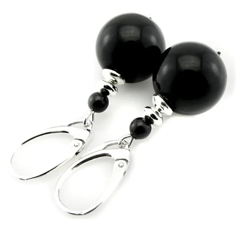 kolczyki mystic black 1,4cm perły