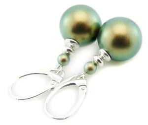 ARSYLION zielono złote kolczyki z perłami iridescent Green 580