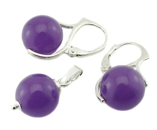 komplet ametystowy kule jadeit