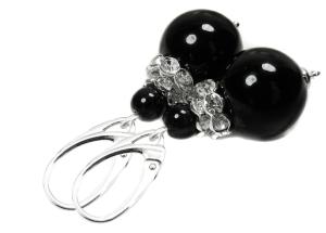  ARSYLION czarne kolczyki onyks i cyrkonie SREBRO 197