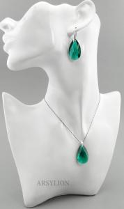 komplet z oryginalnymi kryształami Emerald 28mm