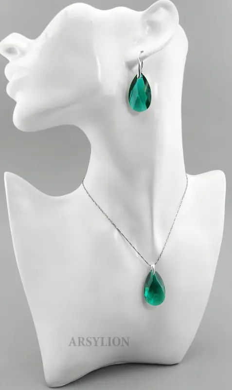 komplet z oryginalnymi kryształami Emerald 28mm