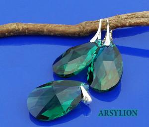 komplet z oryginalnymi kryształami Emerald 28mm