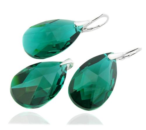 komplet z oryginalnymi kryształami Emerald 28mm