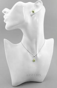 komplet kryształowe perełki iridescent green