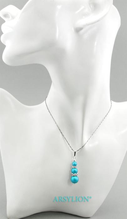 zawieszka kryształowymi perłami  Iridescent Dark Turquoise  cyrkonie