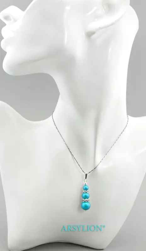 zawieszka kryształowymi perłami  Iridescent Dark Turquoise  cyrkonie