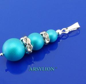 zawieszka kryształowymi perłami  Iridescent Dark Turquoise  cyrkonie