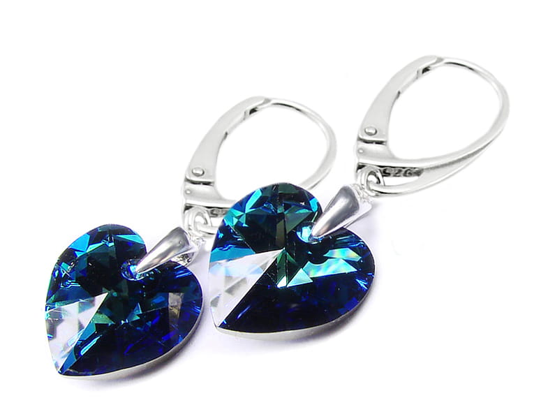 kolczyki z oryginalnymi kryształkami Bermuda Blue