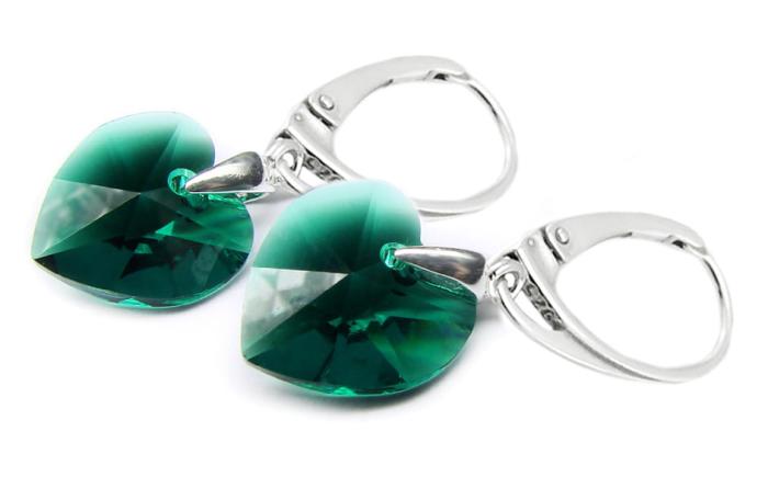 kolczyki z oryginalnymi kryształkami Emerald