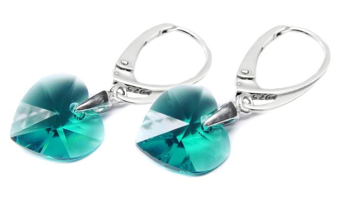 kolczyki z oryginalnymi kryształkami Blue Zircon