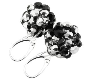 ARSYLION czarno srebrne kolczyki kule 1156