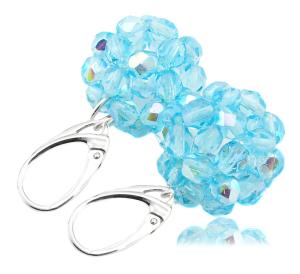 kolczyki niebieskie opalizujące kule aquamarine ab