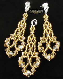 Komplet kryształ Swarovski Elements Golden Shadow