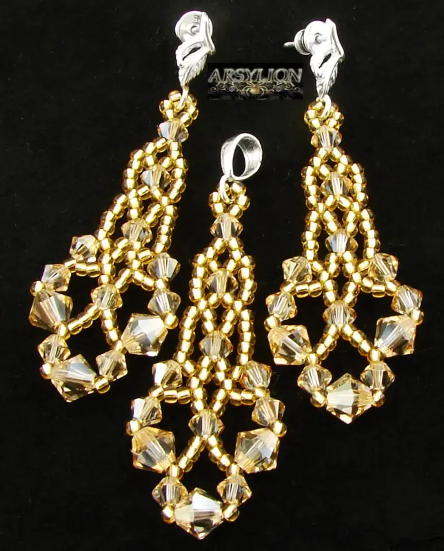 Komplet kryształ Swarovski Elements Golden Shadow