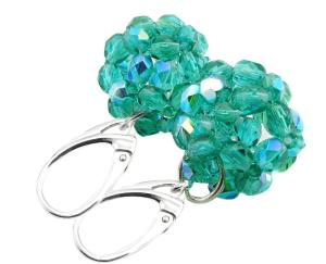ARSYLION szmaragdowe opalizujące kolczyki kule emerald ab 953