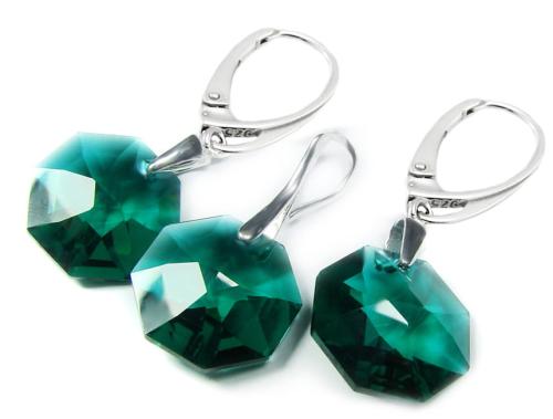 Komplet oryginalny kryształ Emerald