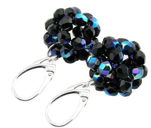 ARSYLION czarne opalizujące kolczyki kule jet ab 888