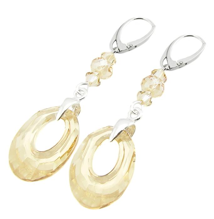 kolczyki z kryształkami golden shadow helios bicone rondelle