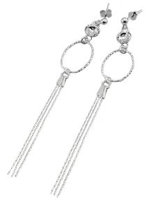 kolczyki diament owale z kryształkiem rivoli crystal f i łańcuszkami cardano