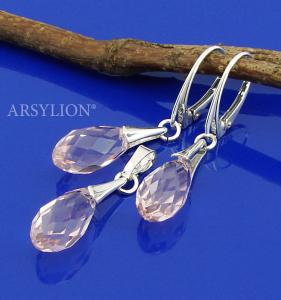 różowy komplet jablonex  briolette krople light rose