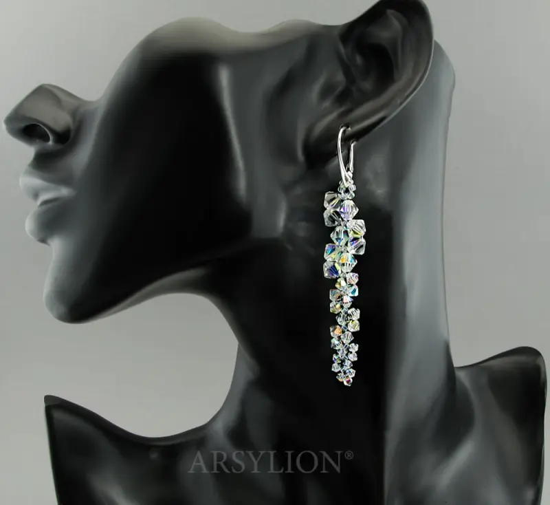 kolczyki gałązki z oryginalnymi czeskimi kryształkami Crystal AB