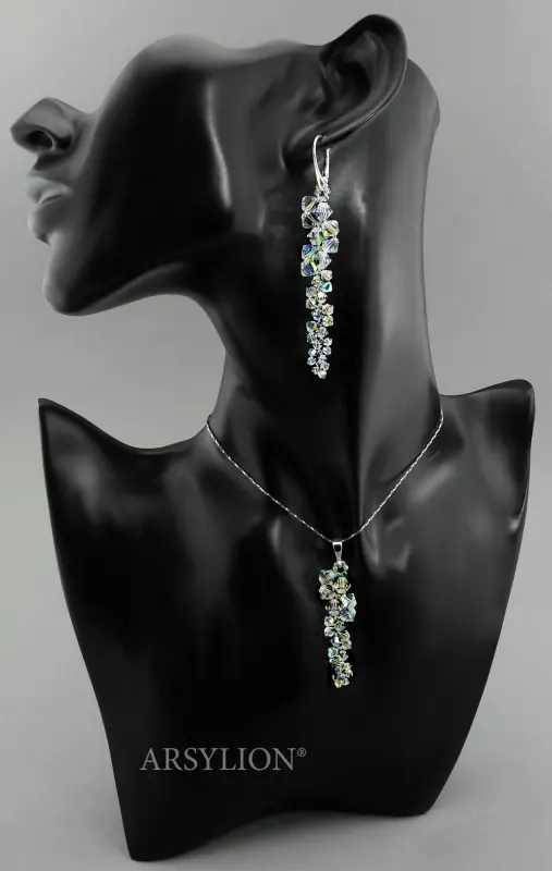 opalizujący komplet z czeskimi kryształkami Crystal AB