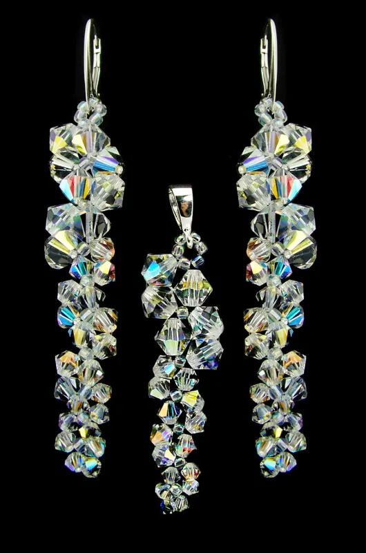 opalizujący komplet z czeskimi kryształkami Crystal AB
