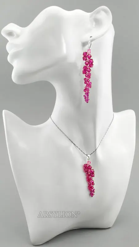 komplet z kryształkami Fuchsia