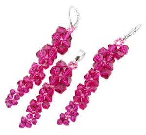 komplet z kryształkami Fuchsia