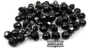 ARSYLION czarne korale łańcuszek kolczyki gratis 656