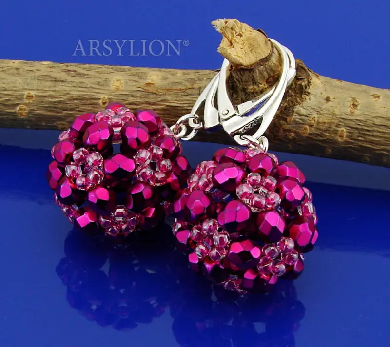 kolczyki kule heavy metal fuchsia