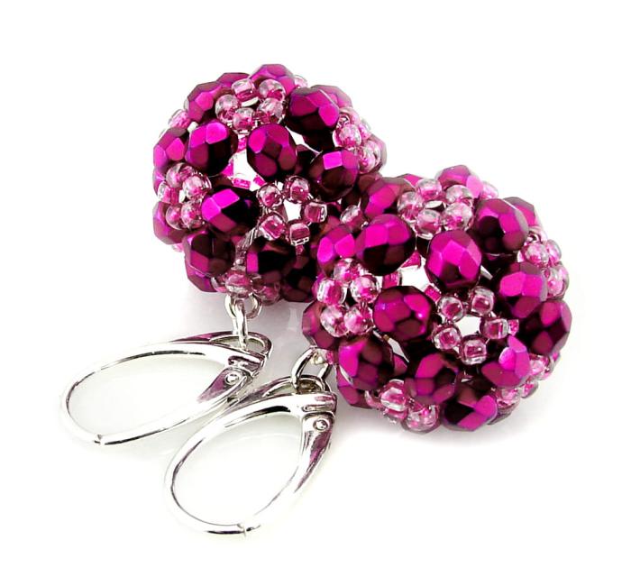 kolczyki kule heavy metal fuchsia