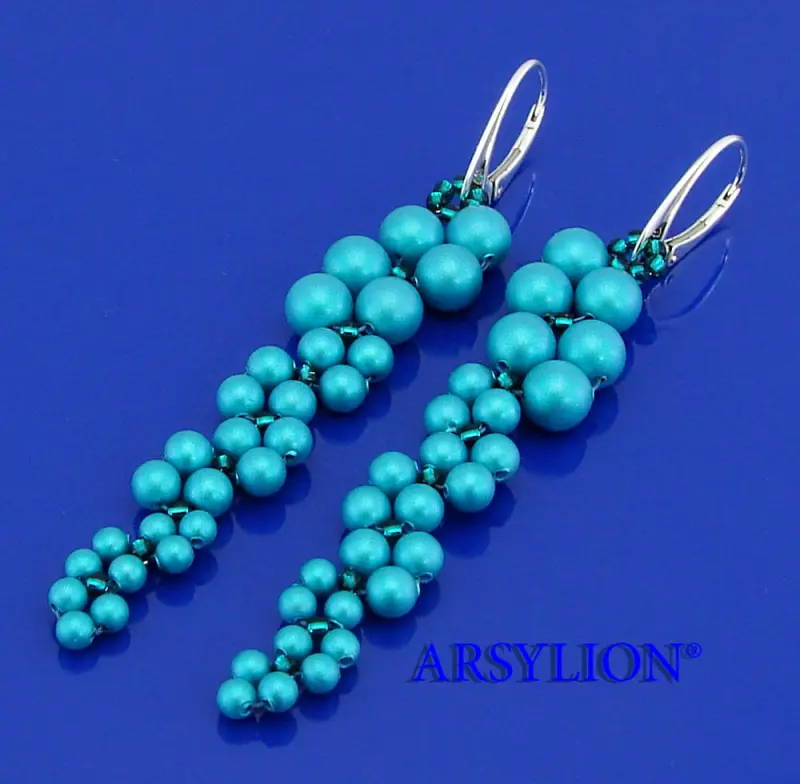 kolczyki oryginalne kryształowei perełki iridescent dark turquoise
