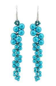 kolczyki oryginalne kryształowei perełki iridescent dark turquoise