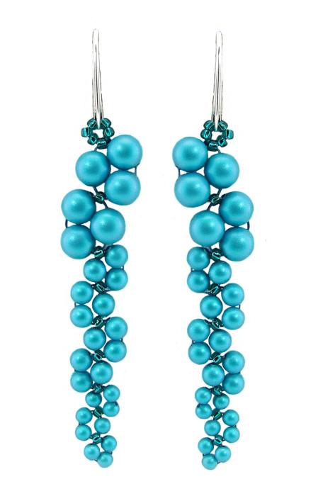 kolczyki oryginalne kryształowei perełki iridescent dark turquoise