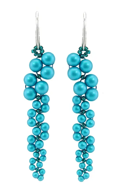 kolczyki oryginalne kryształowei perełki iridescent dark turquoise
