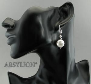kolczyki coin crystals pearls white