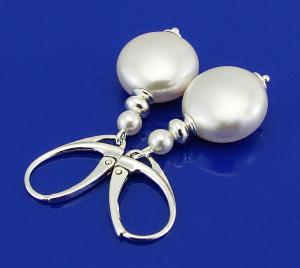 kolczyki coin crystals pearls white