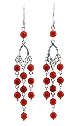 długie kolczyki koral czerwony