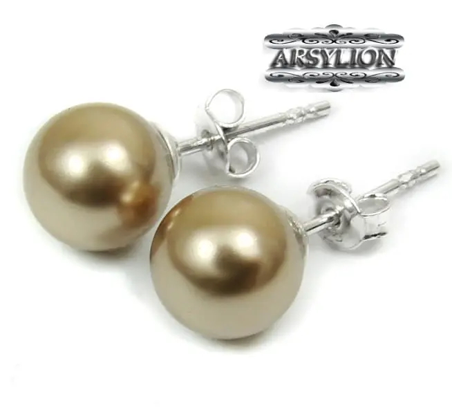 Kolczyki perła kryształ Swarovski Elements Bronze