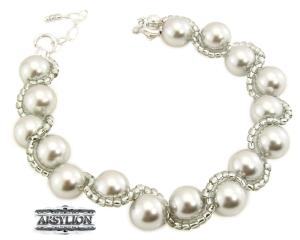 Bransoletka perła  Swarovski Elements Light Grey