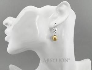 srebrne kolczyki vintage gold 10mm kryształowe  perły wysokiej jakości