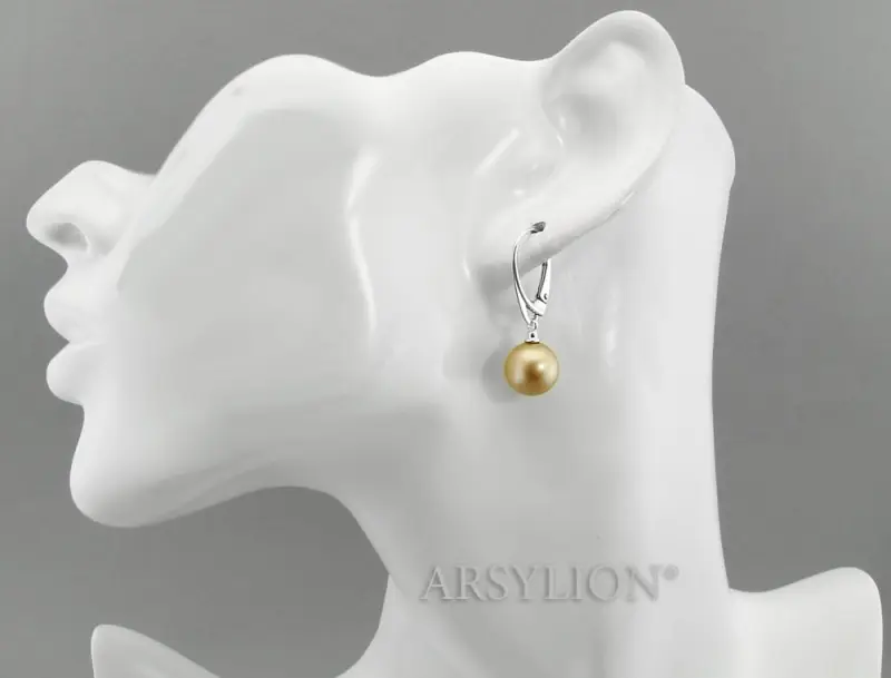 srebrne kolczyki vintage gold 10mm kryształowe  perły wysokiej jakości