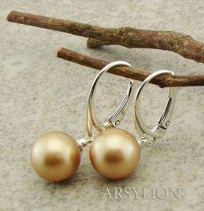 srebrne kolczyki vintage gold 10mm kryształowe  perły wysokiej jakości