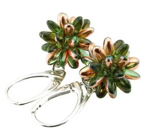 ARSYLION zielono złote kolczyki jeżykowe kule peridot capri gold655